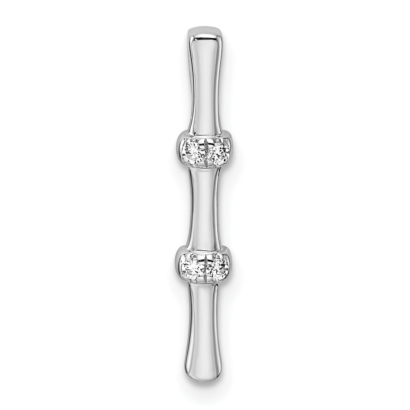 14k White Gold 1/20 carat Lab Grown Diamond VS/SI+ G+ Fancy Bar Chain Slide Pendant