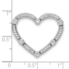 14k White Gold 1/3 carat Lab Grown Diamond VS/SI+ G+ Complete Open Heart Chain Slide Pendant