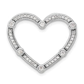 14k White Gold 1/3 carat Lab Grown Diamond VS/SI+ G+ Complete Open Heart Chain Slide Pendant