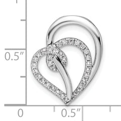 14k White Gold 1/4 carat Lab Grown Diamond VS/SI+ G+ Complete Swirl Heart Chain Slide Pendant