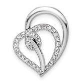14k White Gold 1/4 carat Lab Grown Diamond VS/SI+ G+ Complete Swirl Heart Chain Slide Pendant