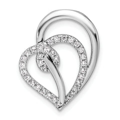14k White Gold 1/4 carat Lab Grown Diamond VS/SI+ G+ Complete Swirl Heart Chain Slide Pendant