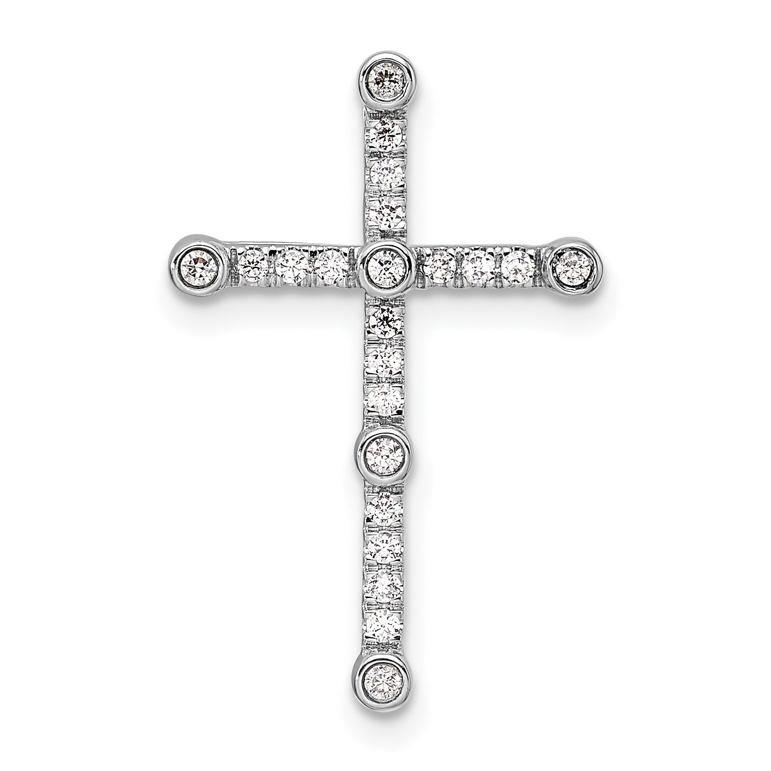 14k White Gold 1/5 carat Lab Grown Diamond VS/SI+ G+ Complete Cross Chain Slide Pendant