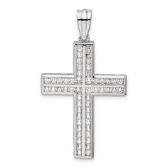 14k White Gold 1 carat Lab Grown Diamond VS/SI+ G+ Complete Double Cross Pendant