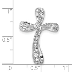 14k White Gold 1/3 carat Lab Grown Diamond VS/SI+ G+ Complete Cross Chain Slide Pendant