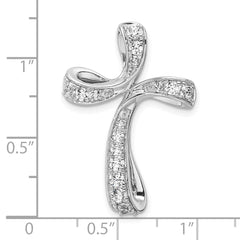 14k White Gold 5/8 carat Lab Grown Diamond VS/SI+ G+ Complete Cross Chain Slide Pendant