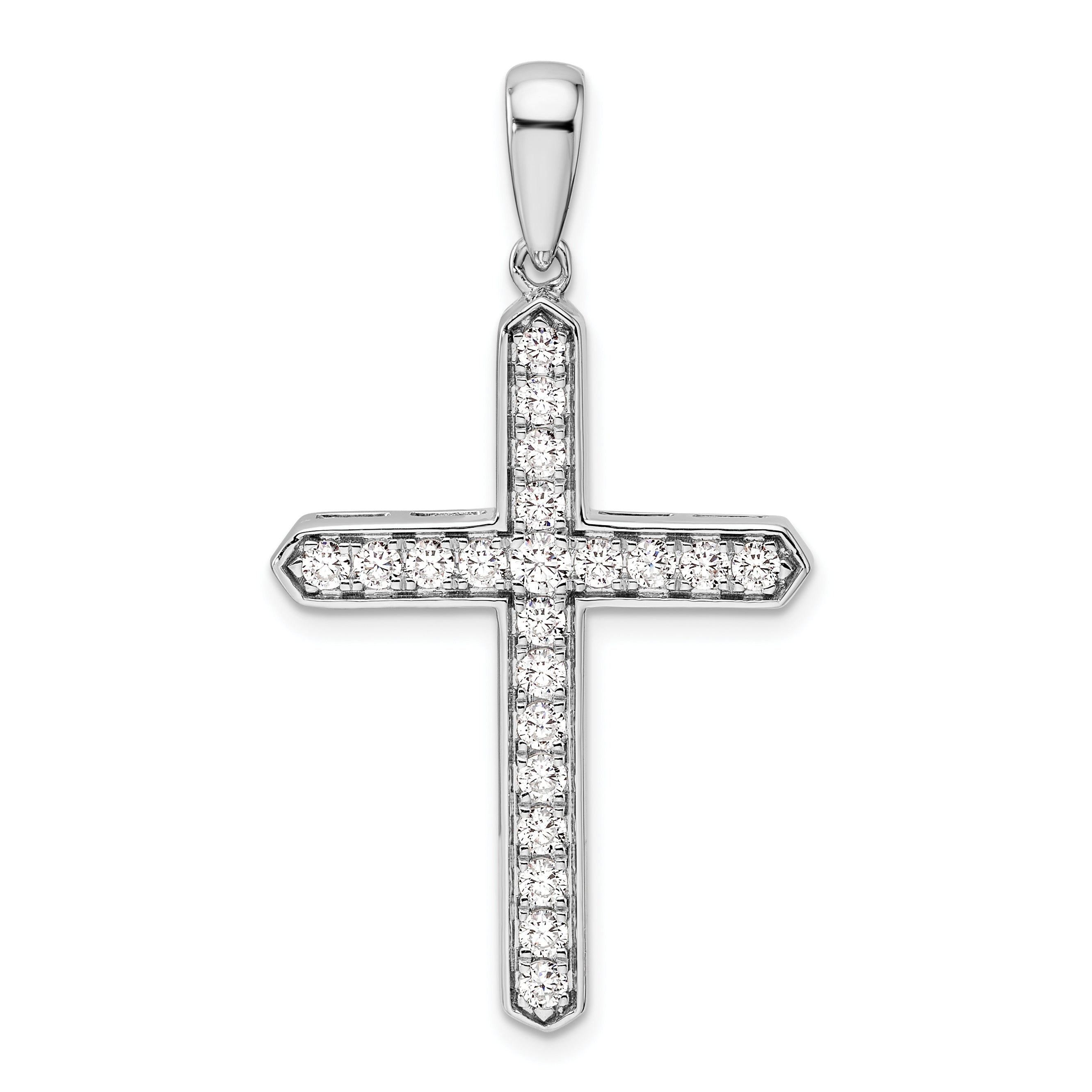 14k White Gold 3/4 carat Lab Grown Diamond VS/SI+ G+ Complete Cross Pendant