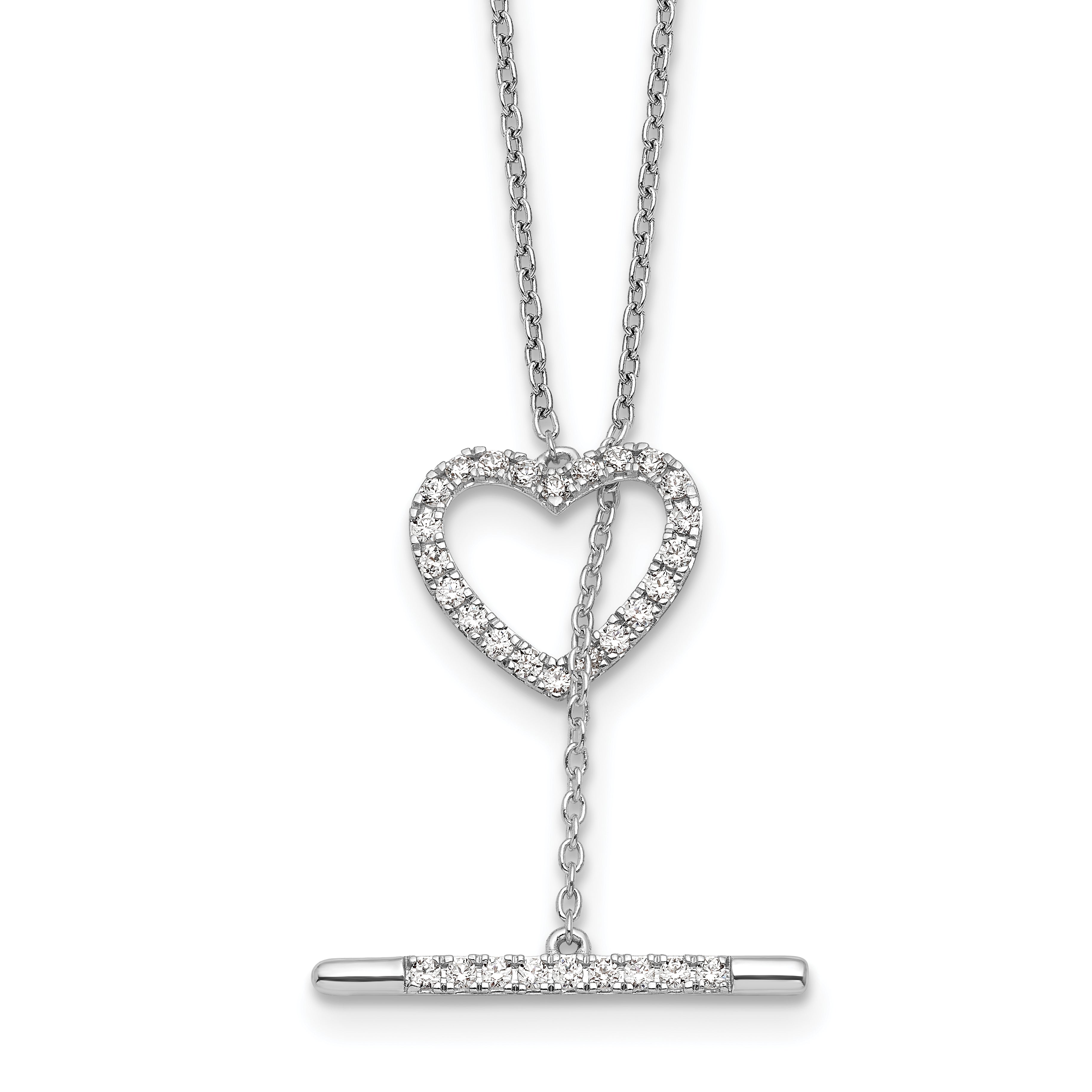 14kw 1/3 carat Lab Grown Diamond VS/SI+ G+ Complete 20 inch Heart Toggle Necklace