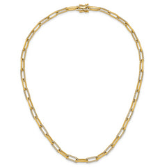 14k Polished 3.69 carat Diamond Paperclip Link 18 inch Necklace