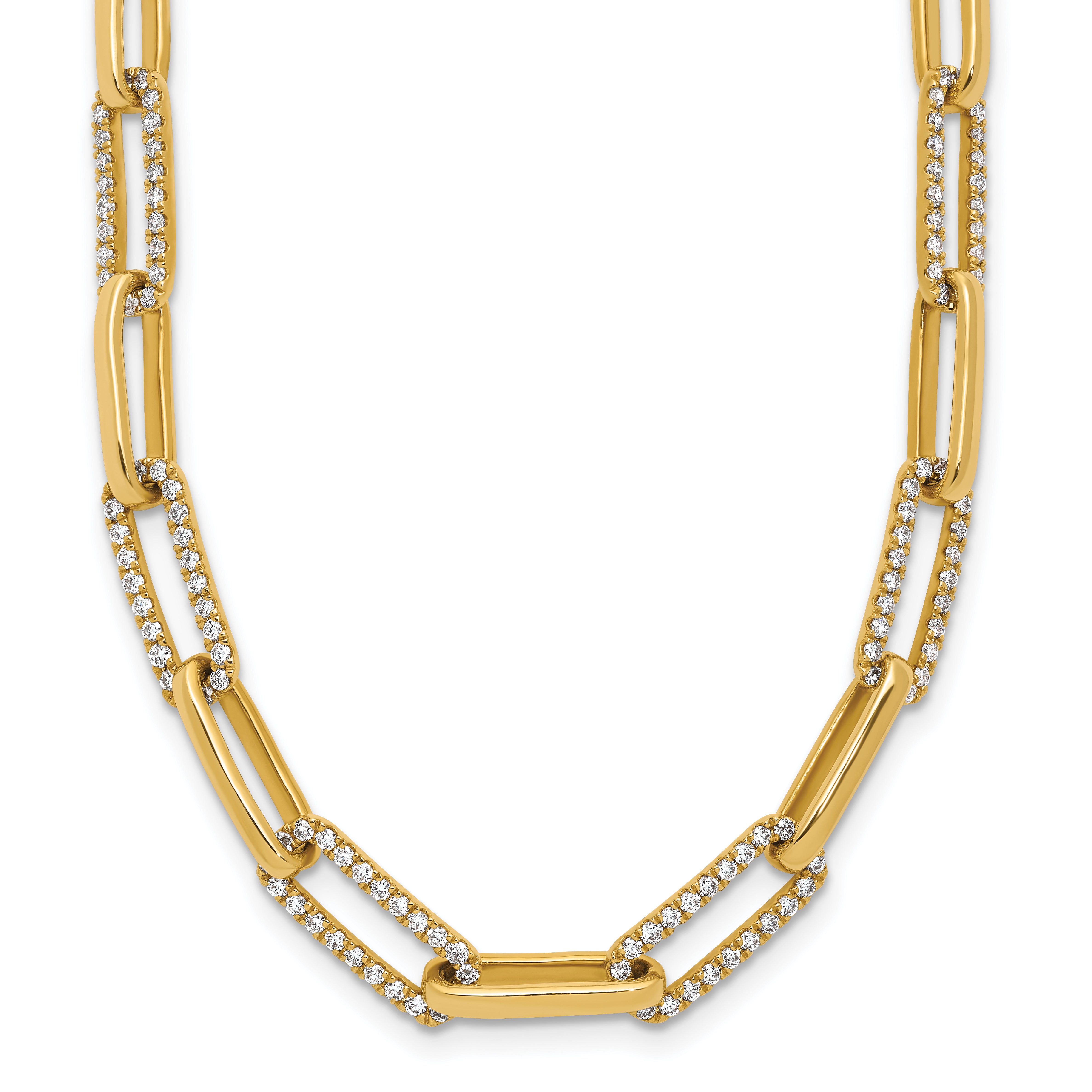 14k Polished 3.69 carat Diamond Paperclip Link 18 inch Necklace
