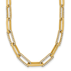 14k Polished 3.69 carat Diamond Paperclip Link 18 inch Necklace