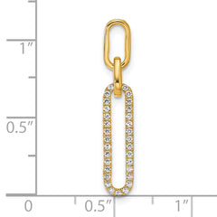 14K Polished 1/6 carat Diamond Paperclip Link Pendant