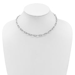 14K White Gold Polished and Twisted 1.44 carat Diamond Paperclip Link 18 inch Necklace