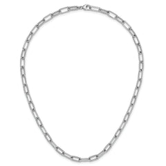 14K White Gold Polished and Twisted 1.44 carat Diamond Paperclip Link 18 inch Necklace