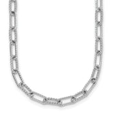 14K White Gold Polished and Twisted 1.44 carat Diamond Paperclip Link 18 inch Necklace