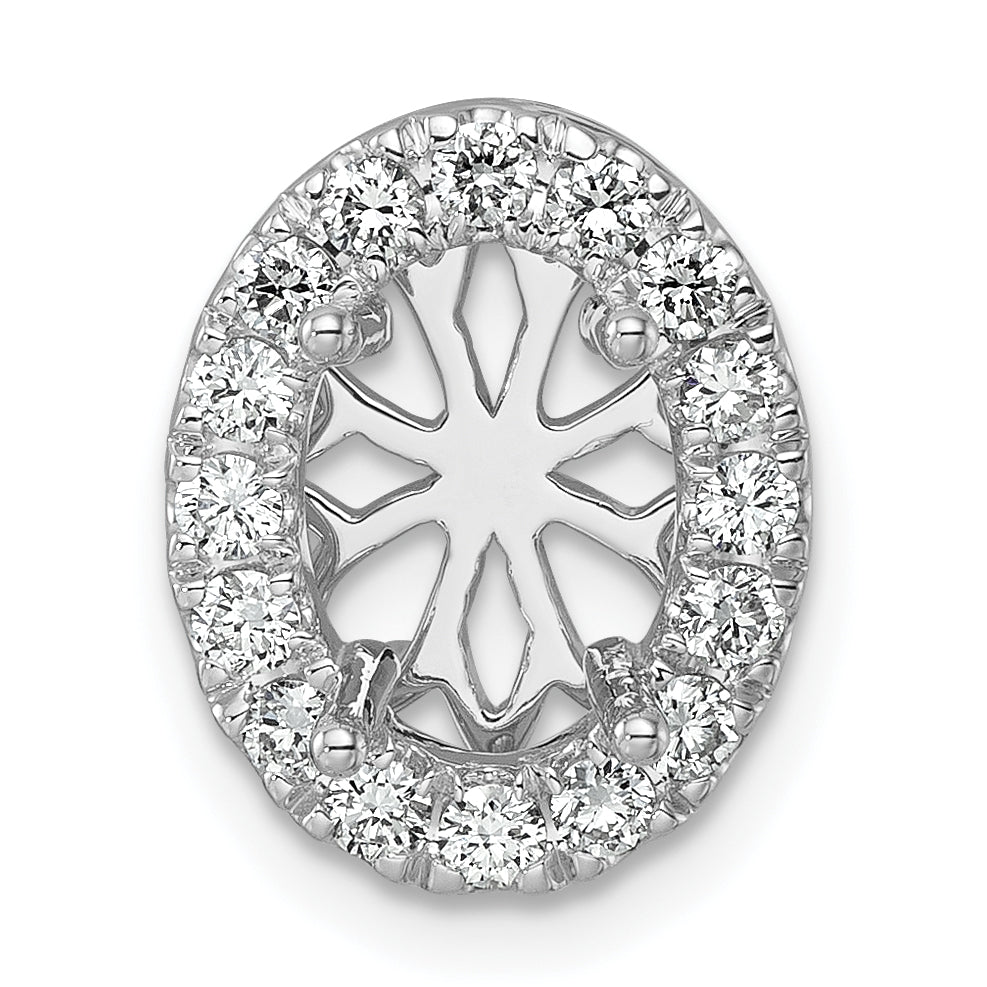 14k White Gold 1/2 carat Lab Grown Diamond VS/SI+ G+ Semi Mount Halo Chain Slide Pendant