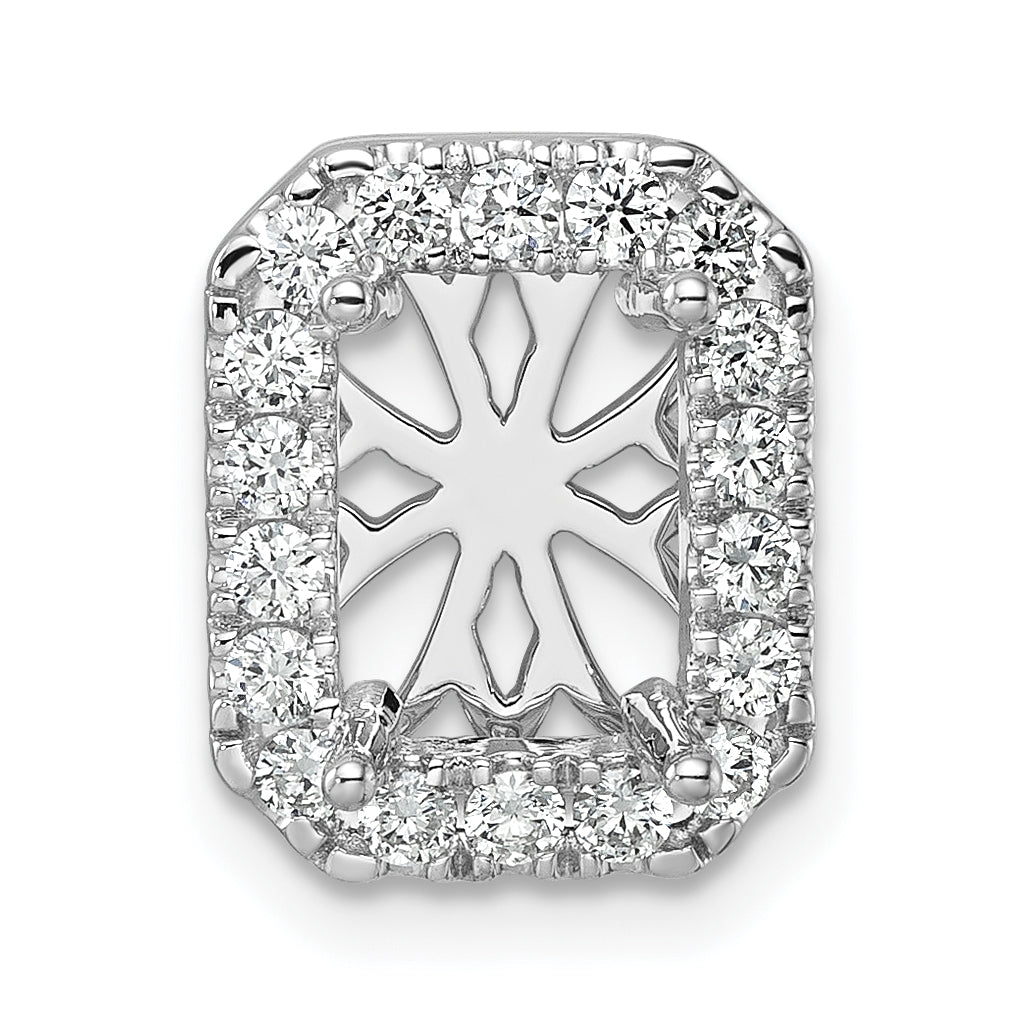 14k White Gold 1/2 carat Lab Grown Diamond VS/SI+ G+ Semi Mount Halo Chain Slide Pendant