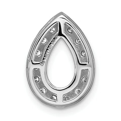 14k White Gold 3/8 carat Lab Grown Diamond VS/SI+ G+ Semi Mount Pear Halo Chain Slide Pendant