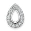 14k White Gold 3/8 carat Lab Grown Diamond VS/SI+ G+ Semi Mount Pear Halo Chain Slide Pendant
