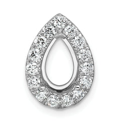 14k White Gold 3/8 carat Lab Grown Diamond VS/SI+ G+ Semi Mount Pear Halo Chain Slide Pendant
