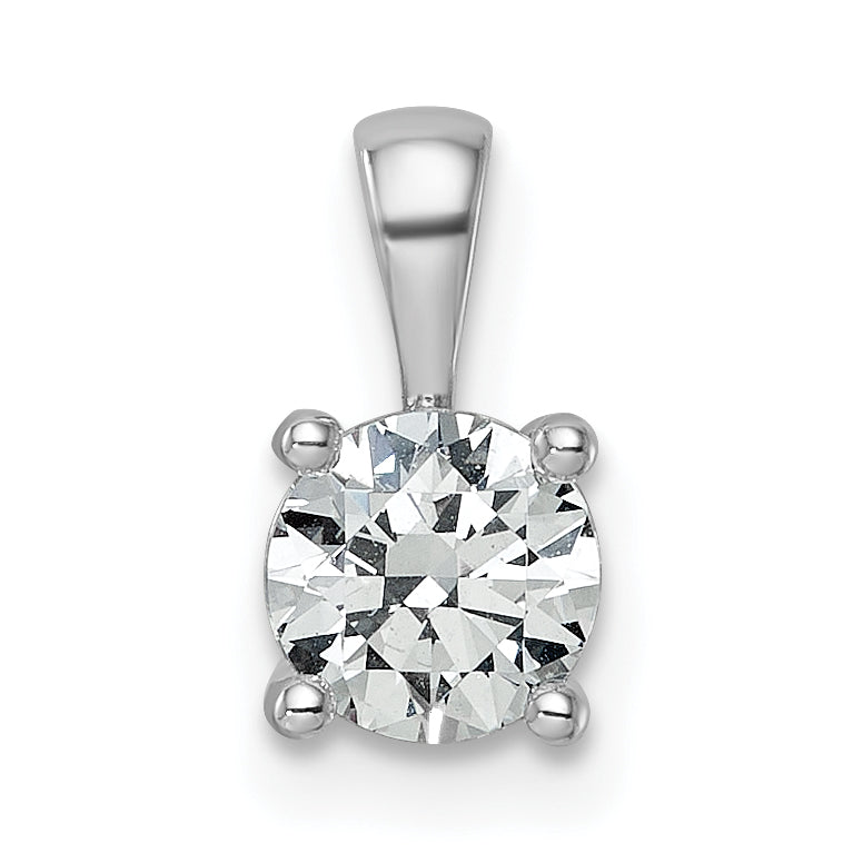 14k White Gold 3/4 carat Certified Lab Grown Diamond VS+ F+ Round Complete Four Prong Pendant