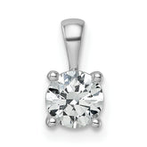 14k White Gold 3/4 carat Lab Grown Diamond VS/SI+ G+ Round Complete Four Prong Pendant