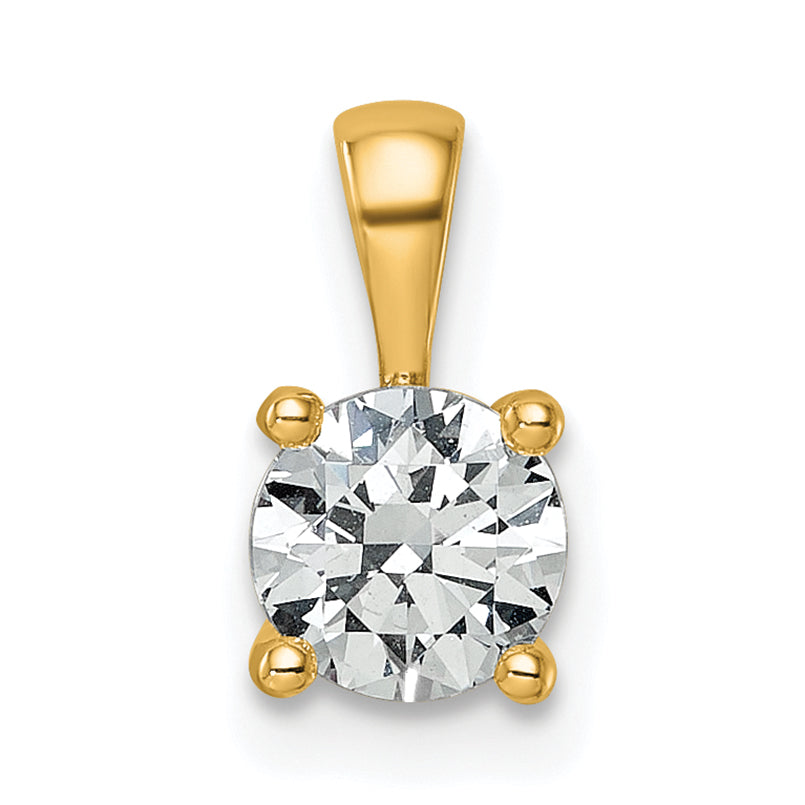 14k 3/4 carat Certified Lab Grown Diamond VS+ F+ Round Complete Four Prong Pendant