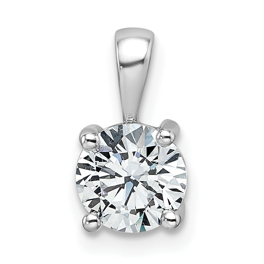 14k White Gold 1 carat Certified Lab Grown Diamond VS+ F+ Round Complete Four Prong Pendant