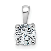 14k White Gold 1 carat Lab Grown Diamond VS+ F+ Round Complete Four Prong Pendant