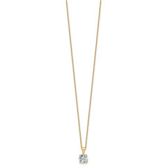 14k 1 carat Certified Lab Grown Diamond VS+ F+ Round Complete 18 inch Four Prong Pendant Necklace