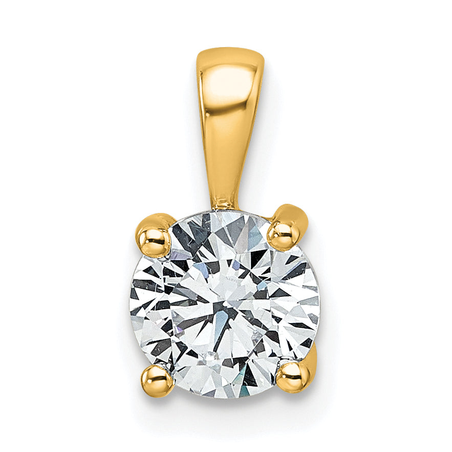 14k 1 carat Certified Lab Grown Diamond VS+ F+ Round Complete Four Prong Pendant