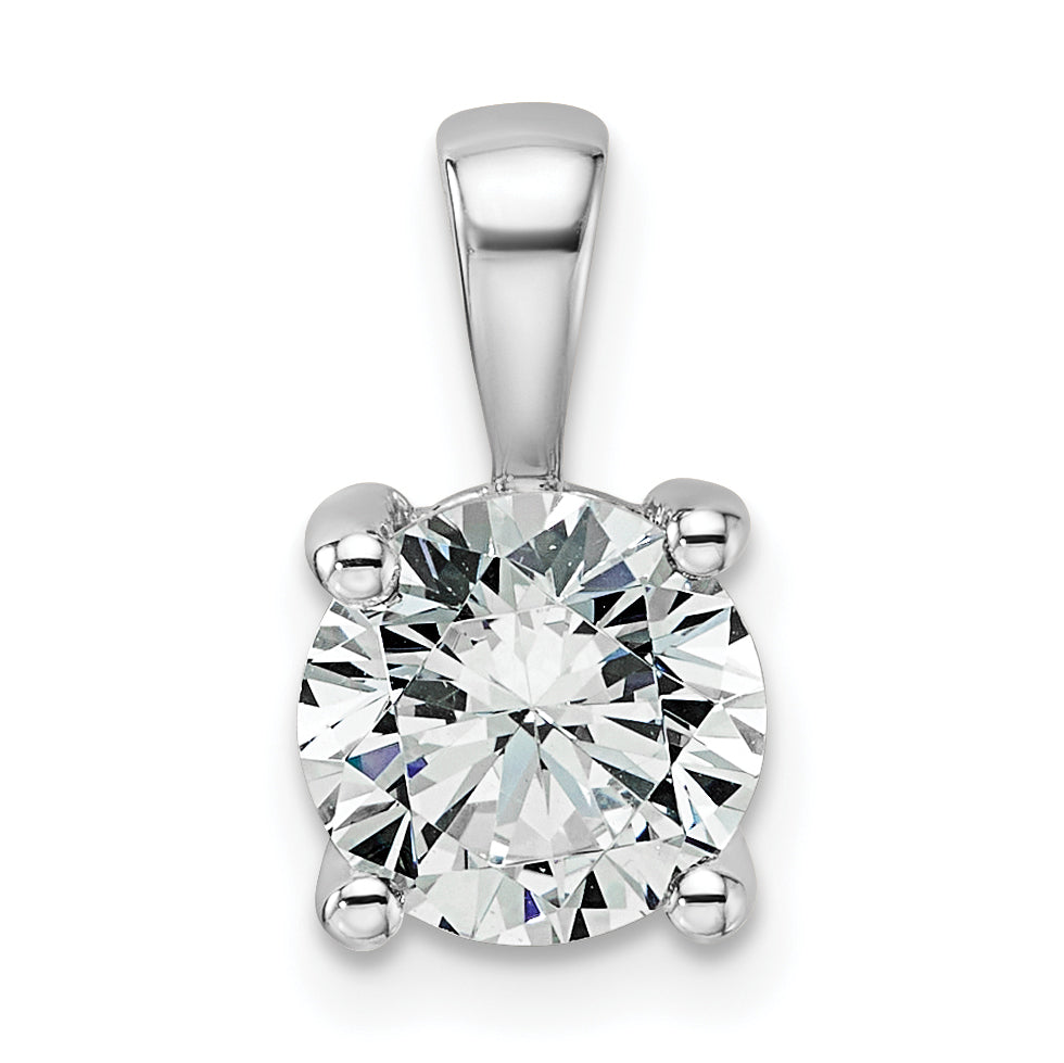 14k White Gold 1 1/2 carat Lab Grown Diamond VS+ F+ Round Complete Four Prong Pendant