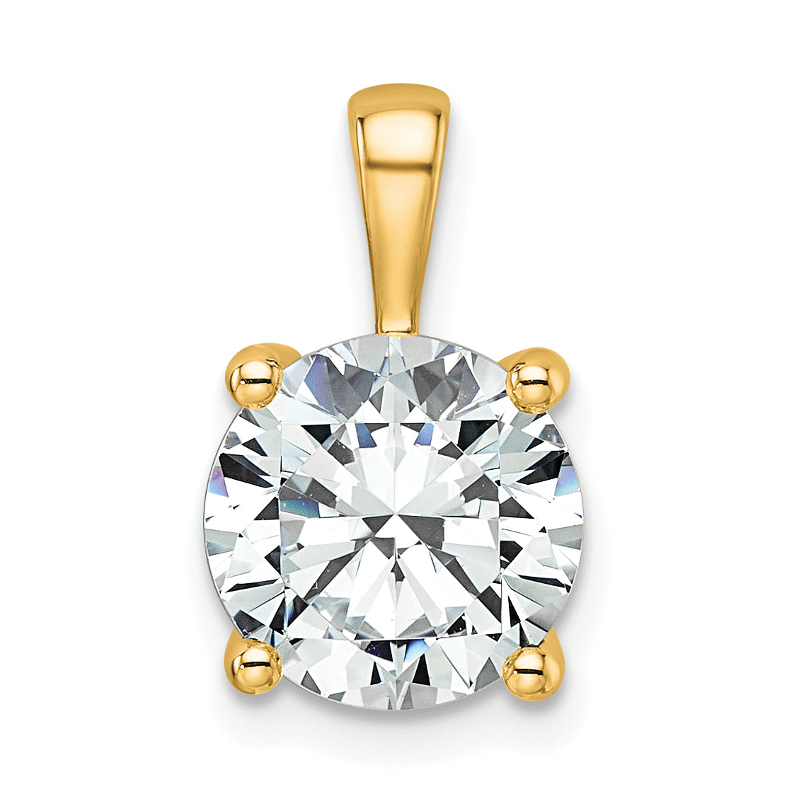 14k 3 carat Lab Grown Diamond VS/SI+ G+ Round Complete Four Prong Pendant