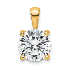 14k 4 carat Lab Grown Diamond VS+ F+ Round Complete Four Prong Pendant