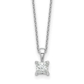 14k White Gold 1/2 carat Certified Lab Grown Diamond VS+ F+ Princess Complete 18 inch Four Prong Pendant Necklace