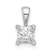 14k White Gold 1/2 carat Certified Lab Grown Diamond VS/SI+ G+ Princess Complete Four Prong Pendant