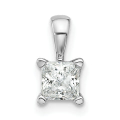 14k White Gold 1/2 carat Lab Grown Diamond VS+ F+ Princess Complete Four Prong Pendant