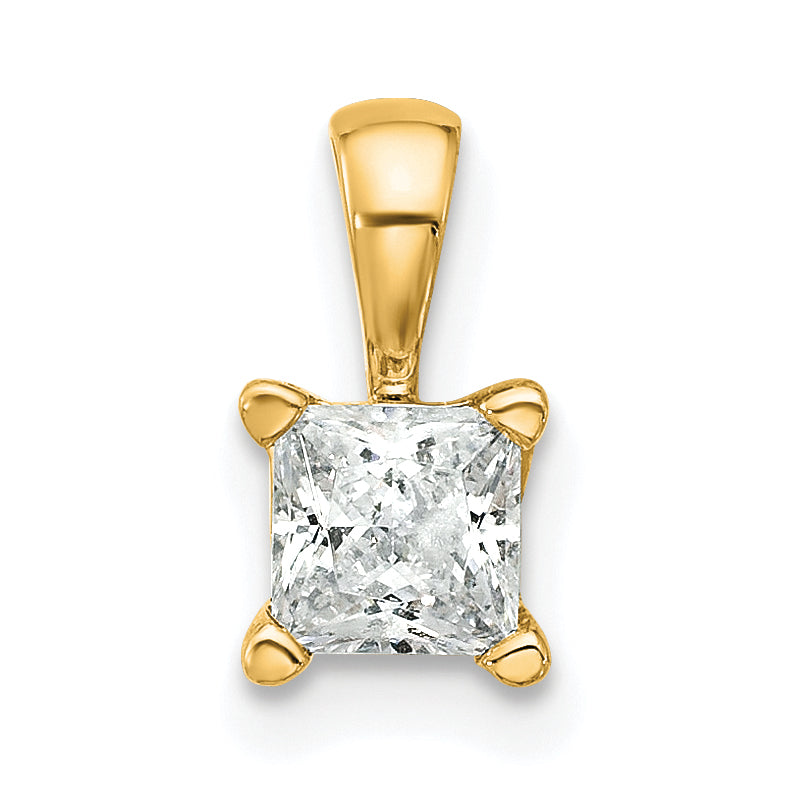 14k 1/2 carat Certified Lab Grown Diamond VS/SI+ G+ Princess Complete Four Prong Pendant