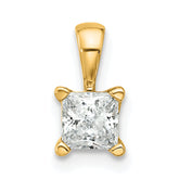 14k 1/2 carat Lab Grown Diamond VS+ F+ Princess Complete Four Prong Pendant