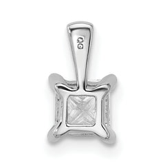 14k White Gold 3/4 carat Certified Lab Grown Diamond VS+ F+ Princess Complete Four Prong Pendant