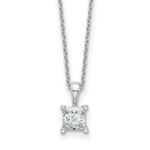 14k White Gold 3/4 carat Certified Lab Grown Diamond VS+ F+ Princess Complete 18 inch Four Prong Pendant Necklace