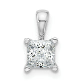 14k White Gold 3/4 carat Lab Grown Diamond VS/SI+ G+ Princess Complete Four Prong Pendant