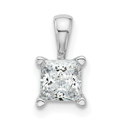14k White Gold 3/4 carat Certified Lab Grown Diamond VS/SI+ G+ Princess Complete Four Prong Pendant