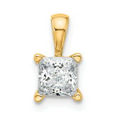 14k 3/4 carat Lab Grown Diamond VS+ F+ Princess Complete Four Prong Pendant