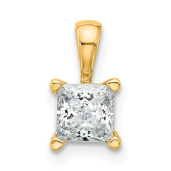 14k 3/4 carat Certified Lab Grown Diamond VS/SI+ G+ Princess Complete Four Prong Pendant