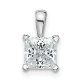 14k White Gold 1 carat Certified Lab Grown Diamond VS/SI+ G+ Princess Complete Four Prong Pendant