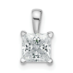 14k White Gold 1 carat Certified Lab Grown Diamond VS+ F+ Princess Complete Four Prong Pendant