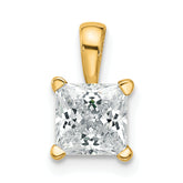 14k 1 carat Lab Grown Diamond VS/SI+ G+ Princess Complete Four Prong Pendant