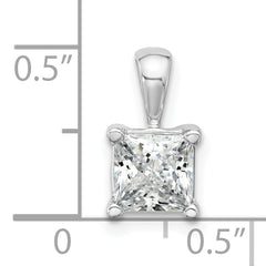14k White Gold 1 1/2 carat Certified Lab Grown Diamond VS+ F+ Princess Complete Four Prong Pendant