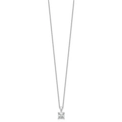 14k White Gold 1 1/2 carat Certified Lab Grown Diamond VS/SI+ G+ Princess Complete 18 inch Four Prong Pendant Necklace